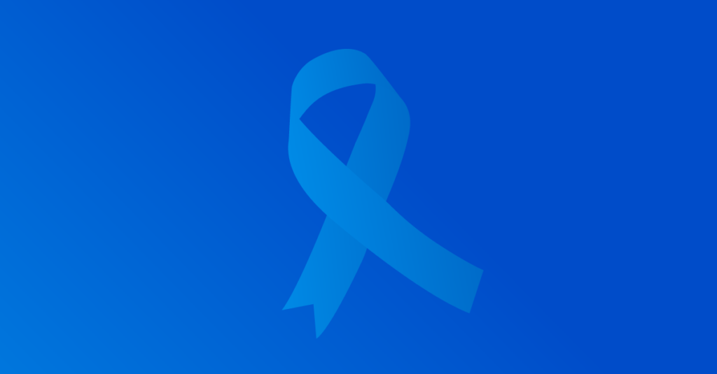Light blue ribbon on dark blue background, representing human trafficking awareness
