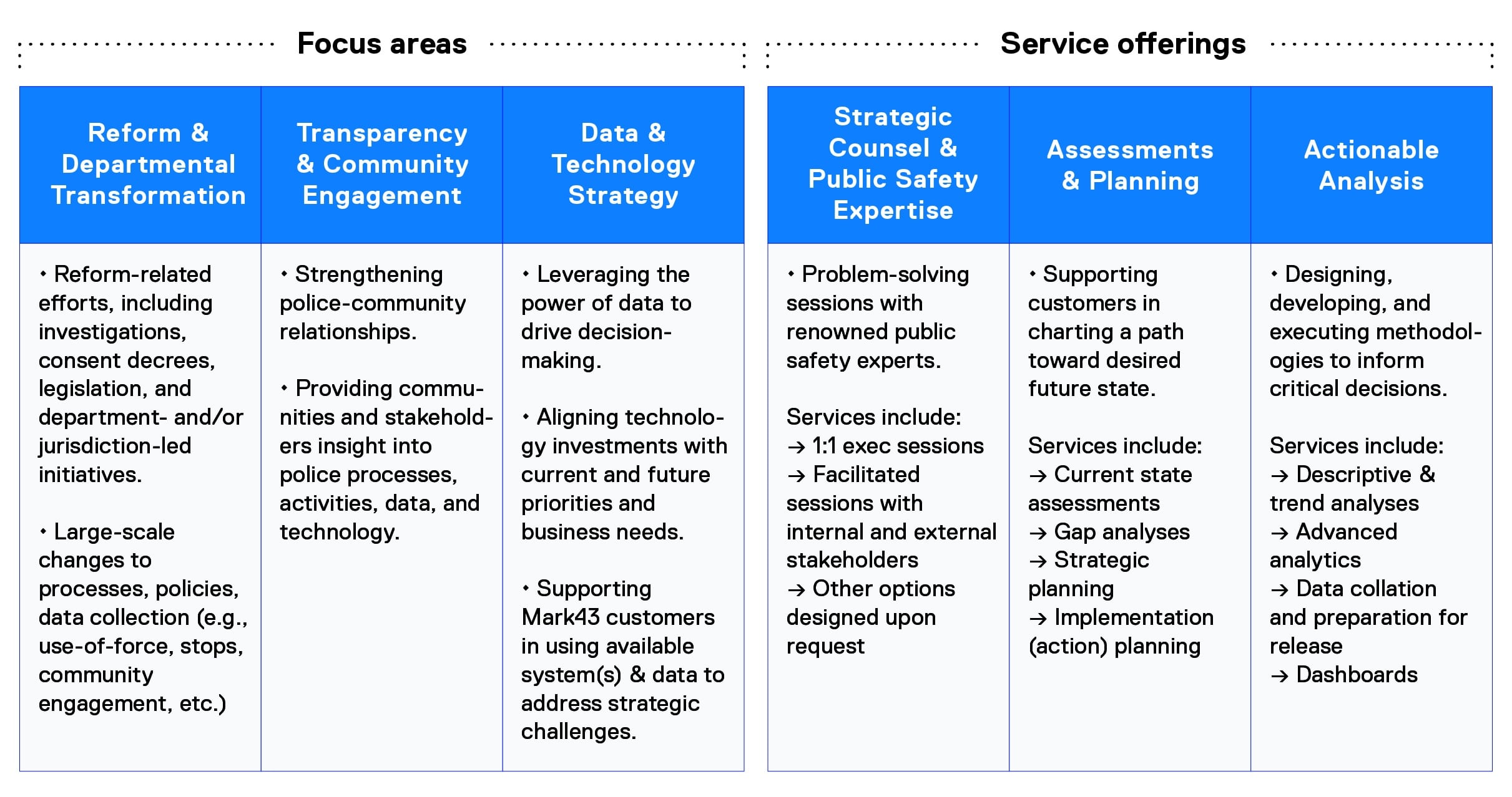 focus areas and service offerings diagrams