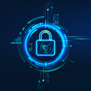 a pad lock and a circle of abstract digital textures