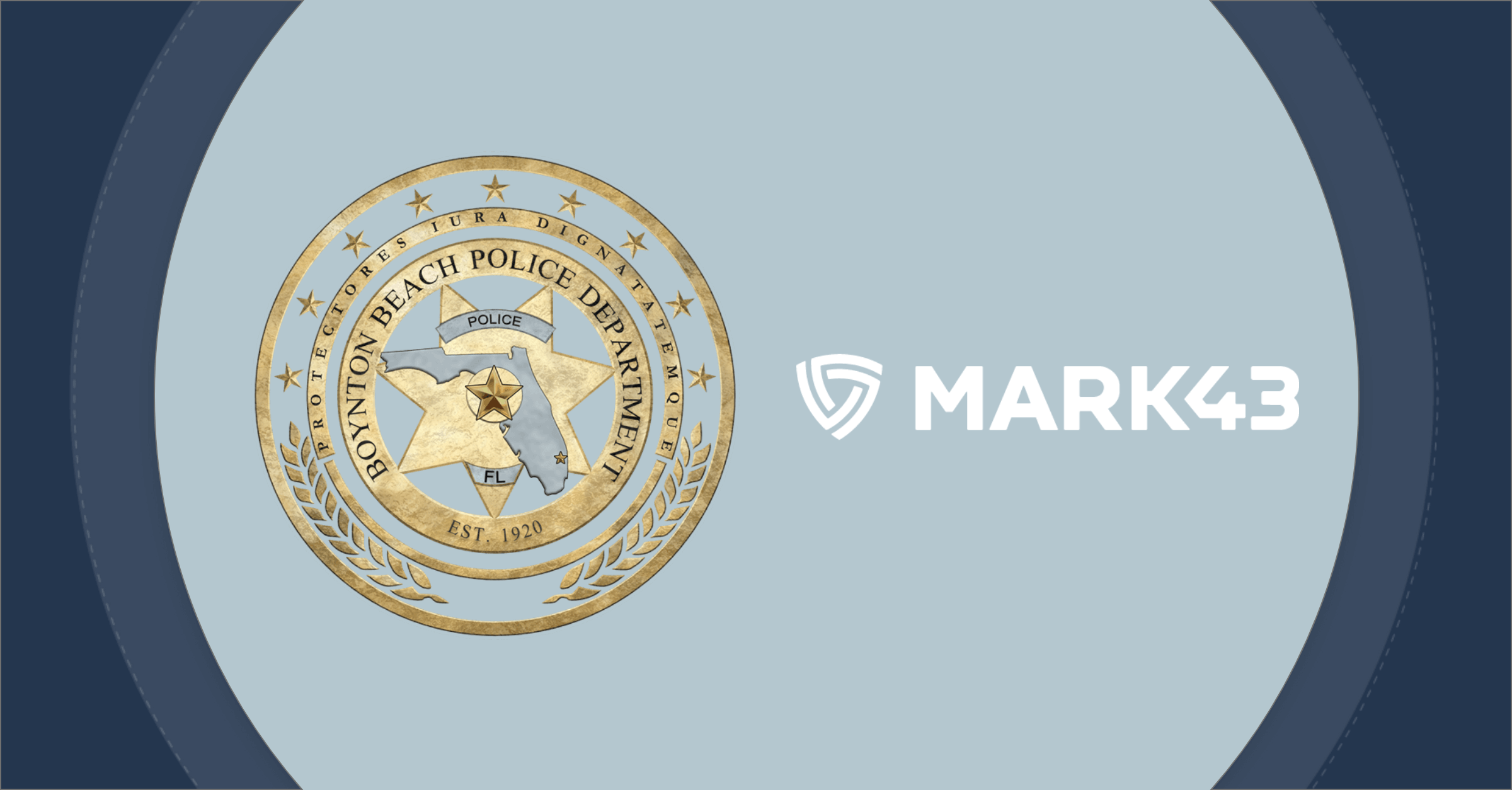 Boynton beach police department badge and Mark43 logo