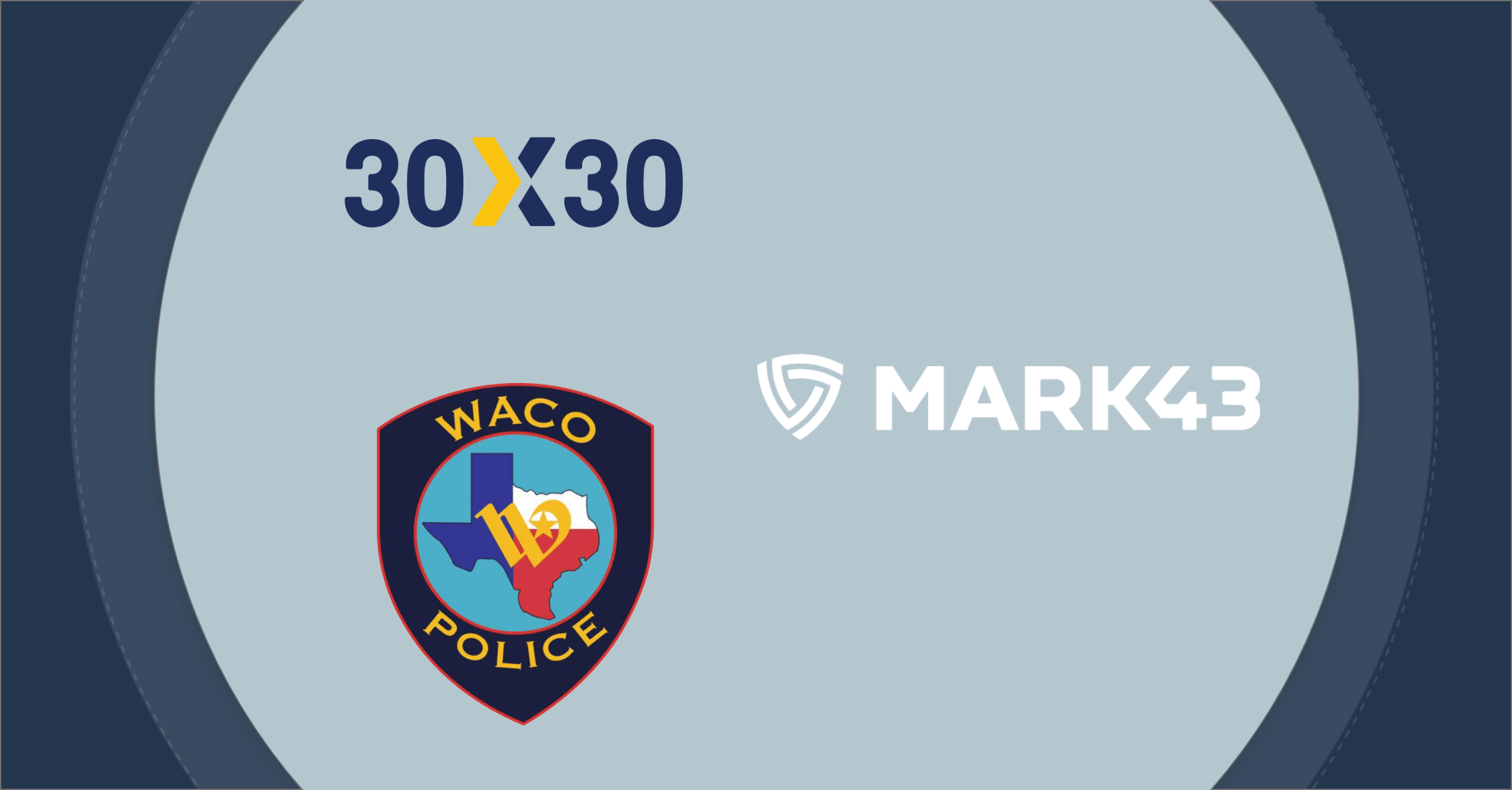 30X30, Waco Police, and Mark43 logos