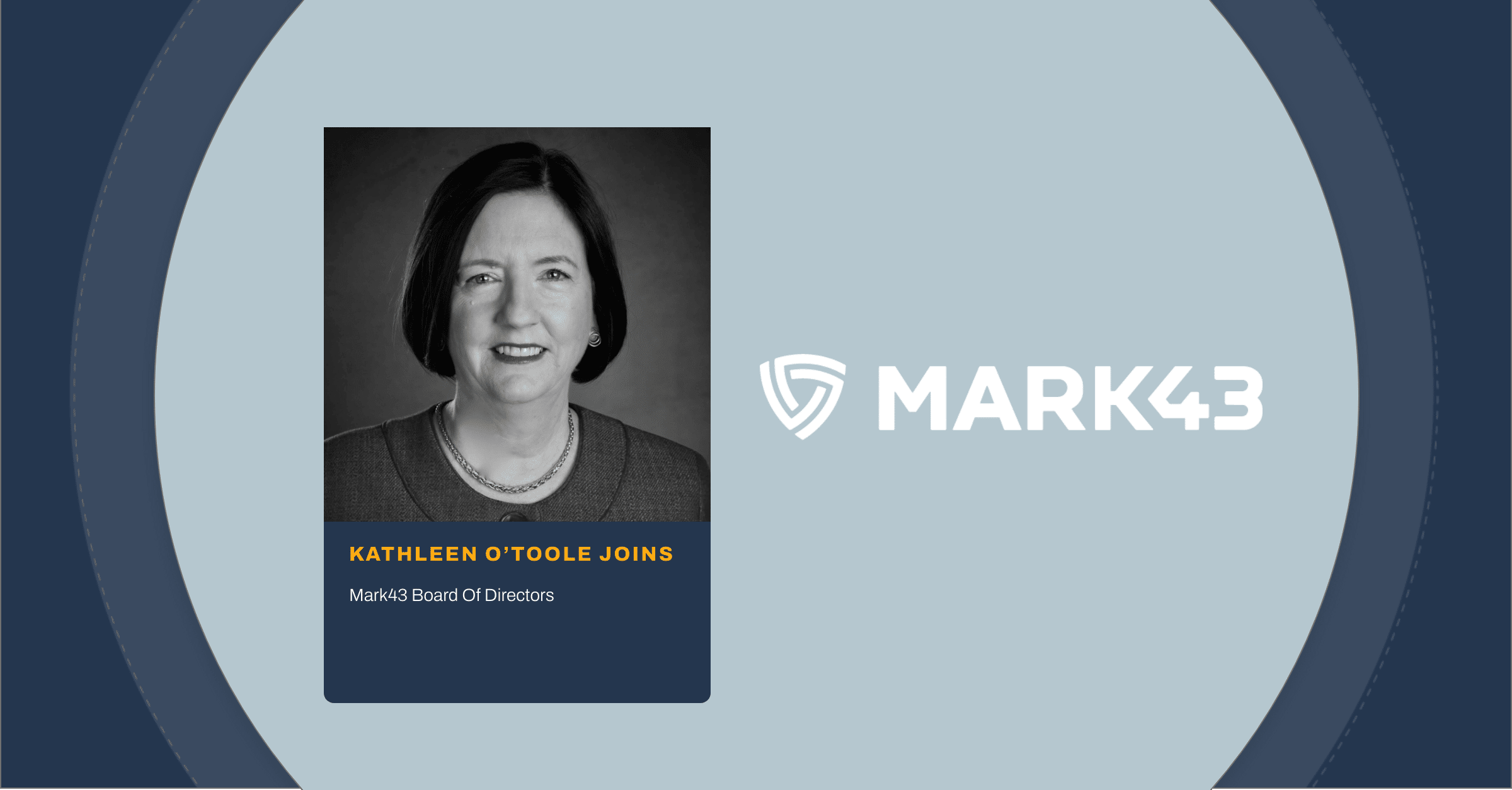 Kathleen O'Toole headshot and Mark43 logo
