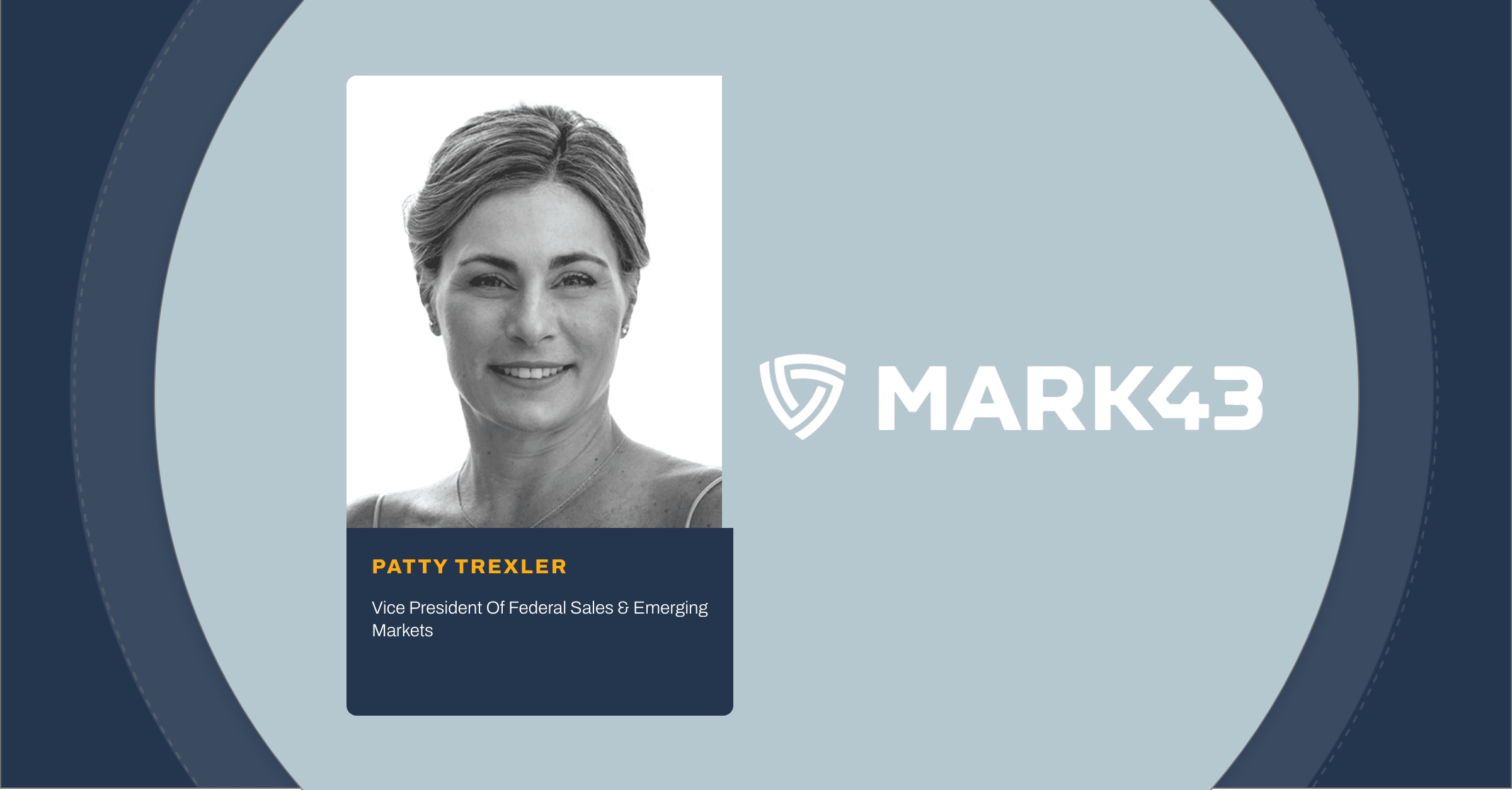 Patricia Trexler headshot and Mark43 logo