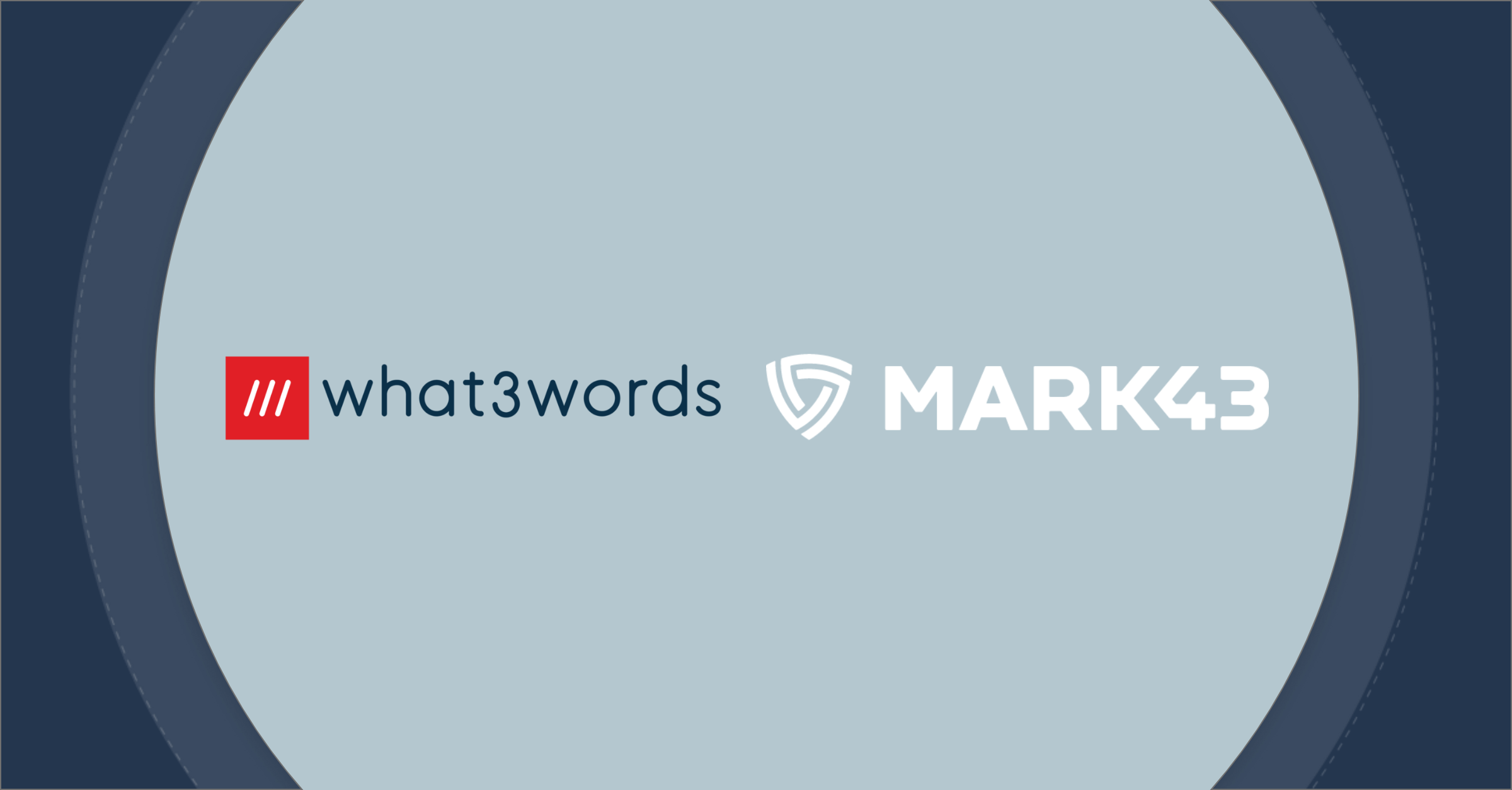 what 3 words and Mark43 logos