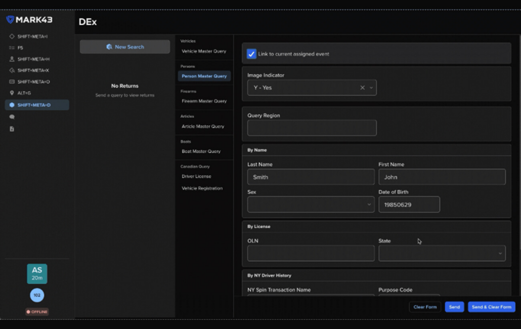First responder Direct DEx Querying from Events screen