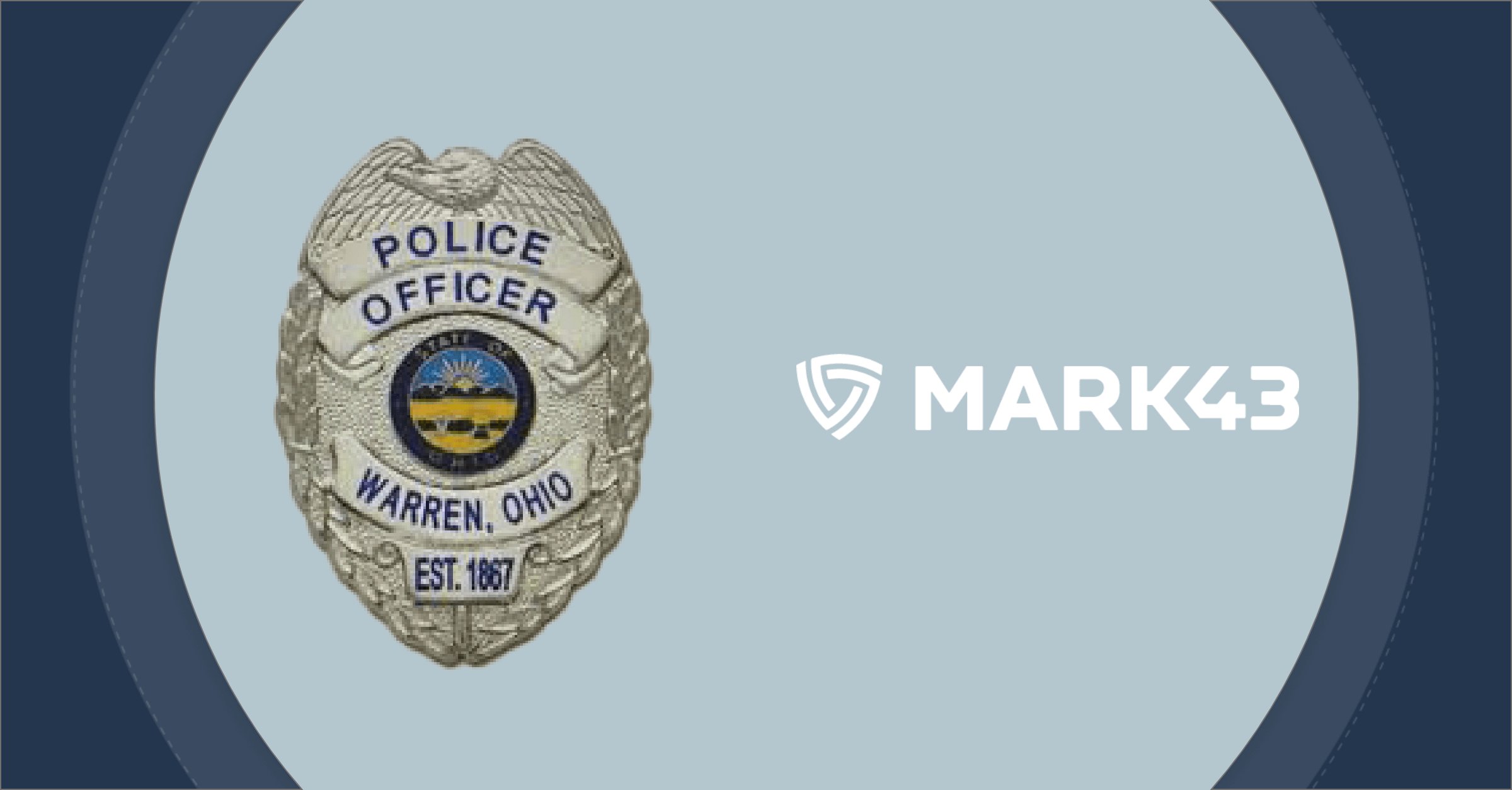 Warren Ohio police badge and Mark43 logo