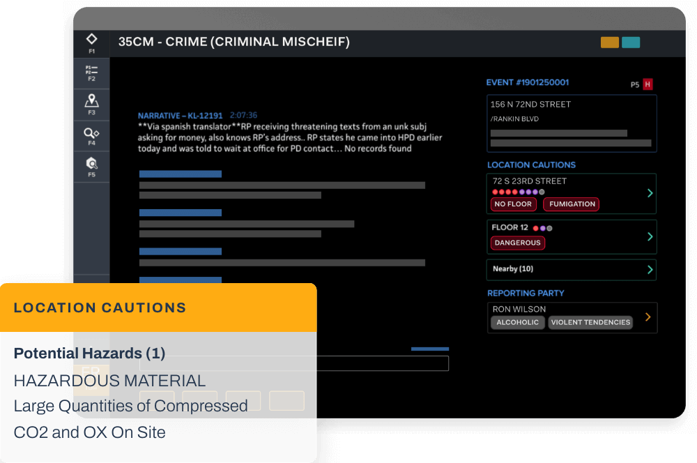 Crime analysis displayed in real time on a browser window