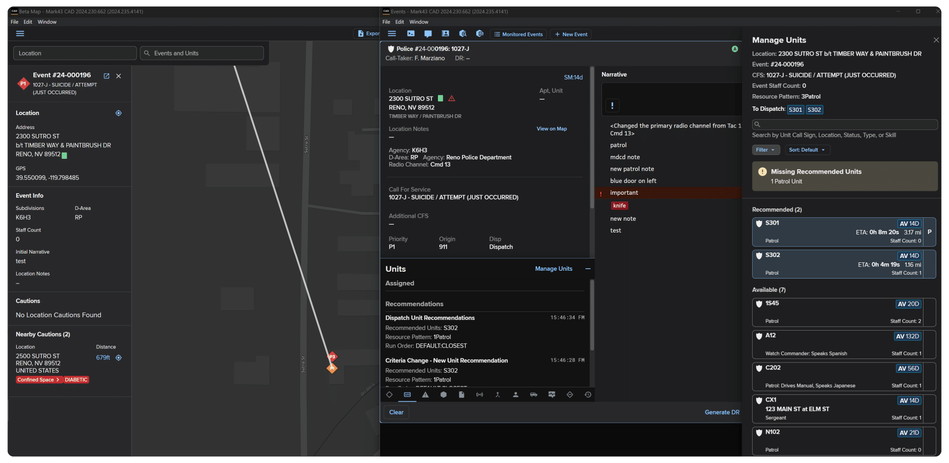 a dispatchers computer dashboard