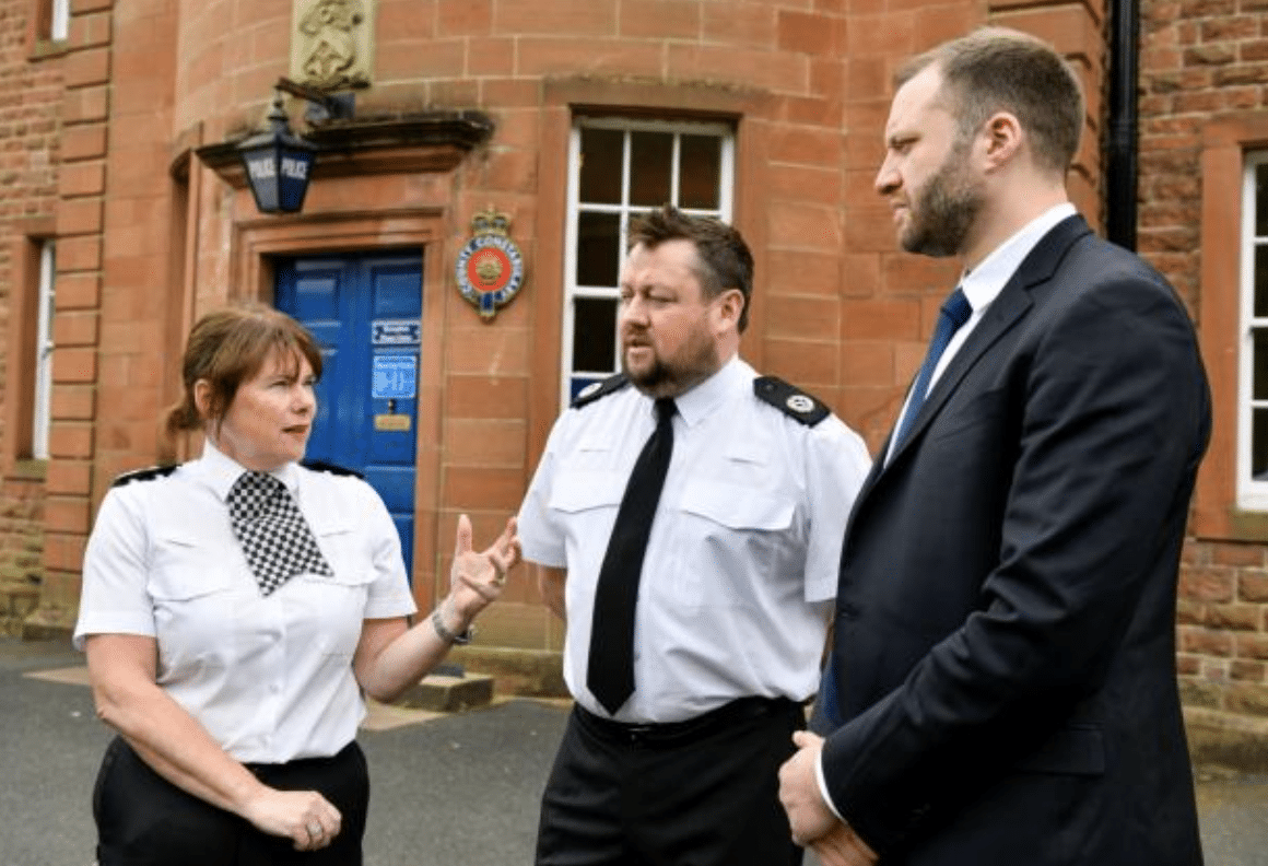 Mark43 team member talking with chief constable and assistant chief constable