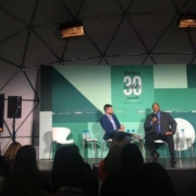 Forbes under 30 summit interview in front of an audience